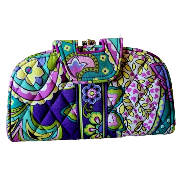 Vera Bradley Bowler Bag with Matching Wallet Set Purple and Green Paisley Print - Picture 4 of 10